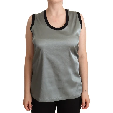 Silver Round Neck Sleeveless Casual Tank Top