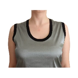 Silver Round Neck Sleeveless Casual Tank Top