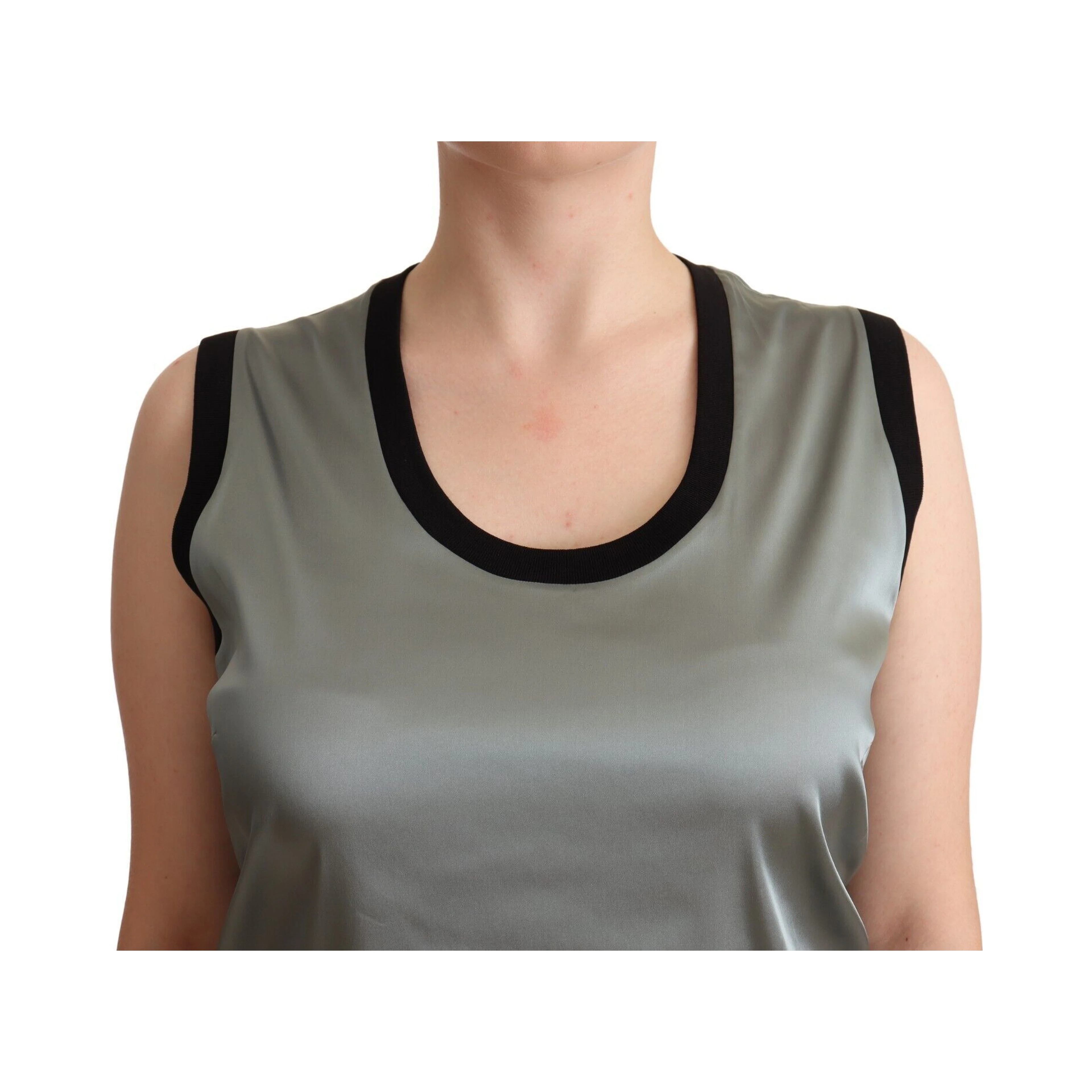 Silver Round Neck Sleeveless Casual Tank Top