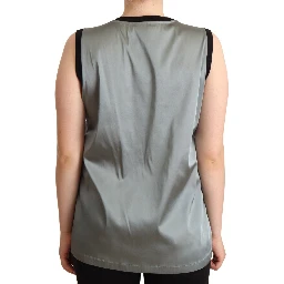 Silver Round Neck Sleeveless Casual Tank Top