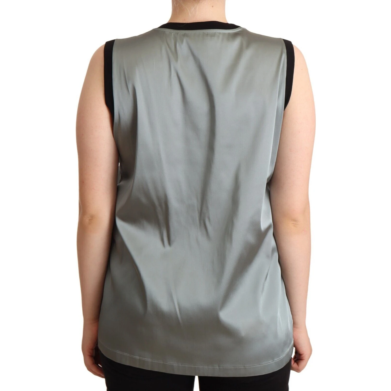 Silver Round Neck Sleeveless Casual Tank Top