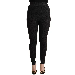Black Virgin Wool Stretch Waist Tights Pants