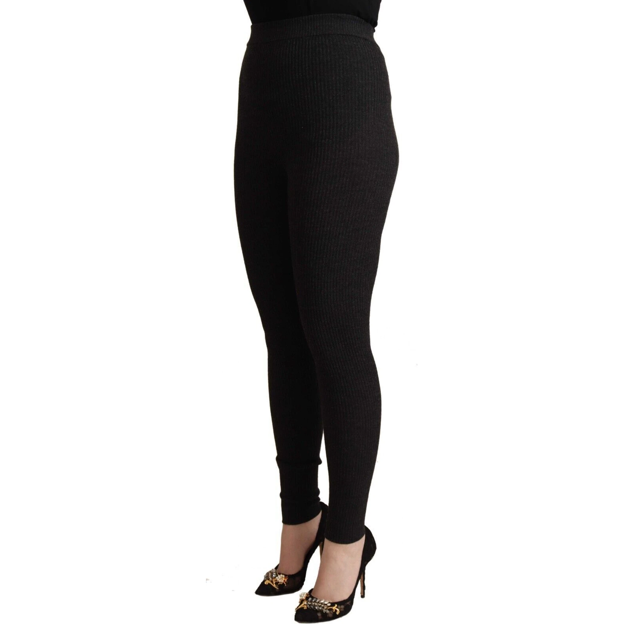 Black Virgin Wool Stretch Waist Tights Pants