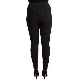 Black Virgin Wool Stretch Waist Tights Pants
