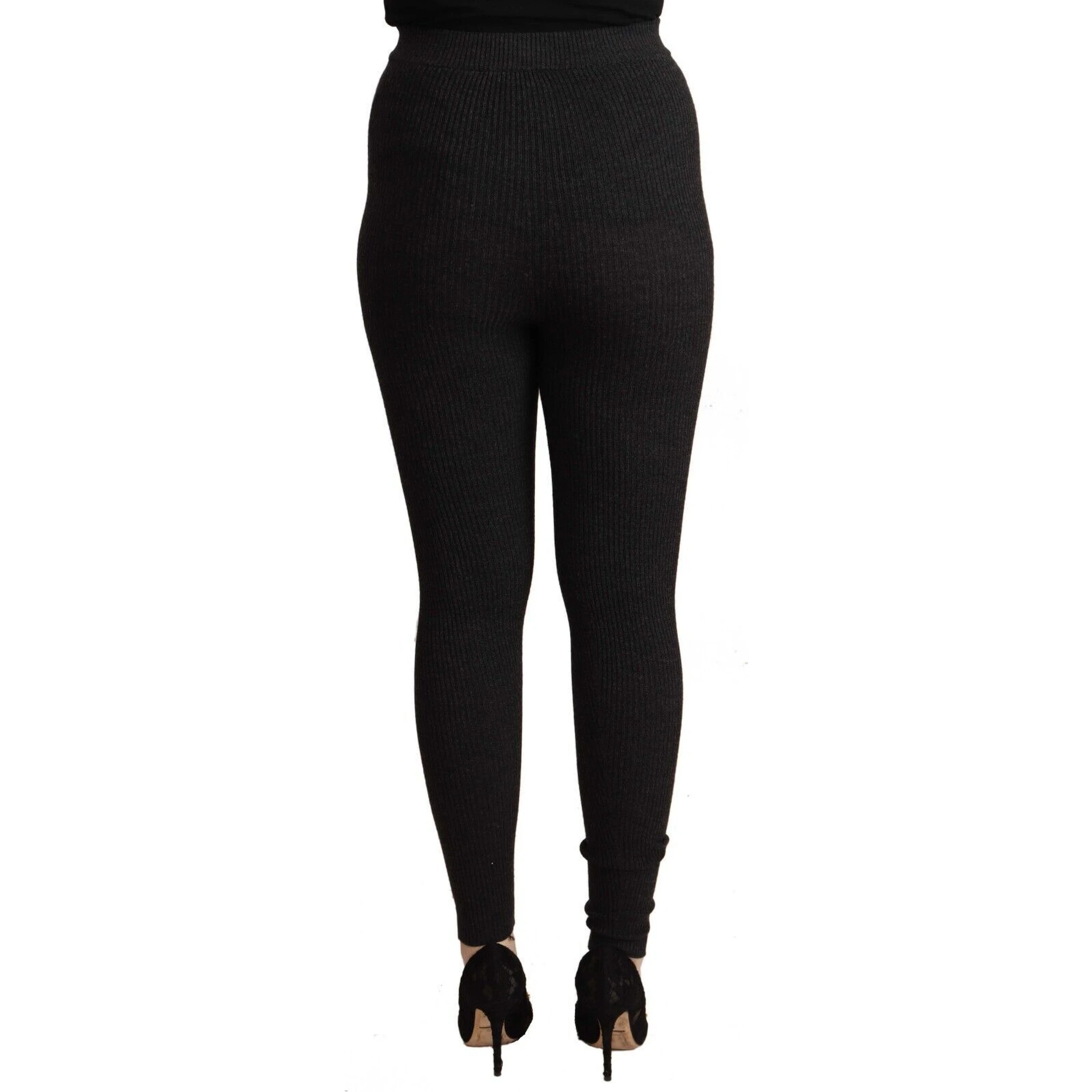 Black Virgin Wool Stretch Waist Tights Pants