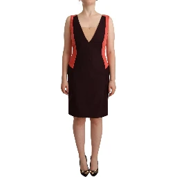 Multicolor Polyester Sleeveless Sheath Knee Length Dress
