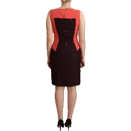 Multicolor Polyester Sleeveless Sheath Knee Length Dress