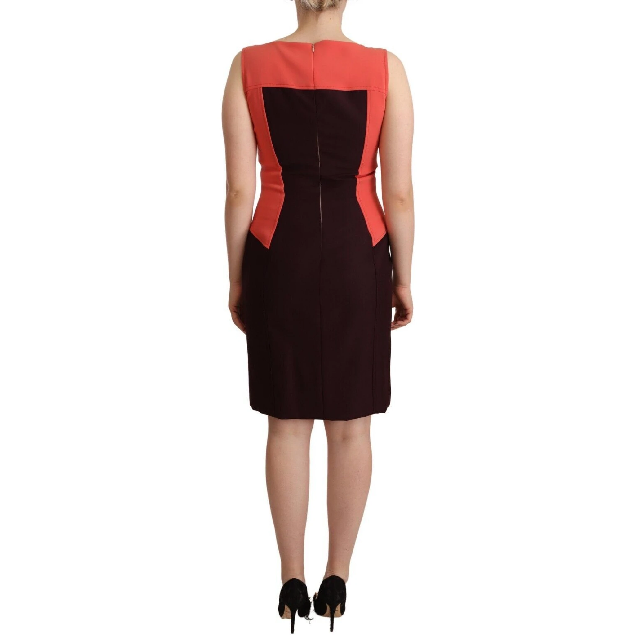 Multicolor Polyester Sleeveless Sheath Knee Length Dress