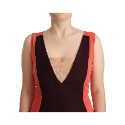 Multicolor Polyester Sleeveless Sheath Knee Length Dress