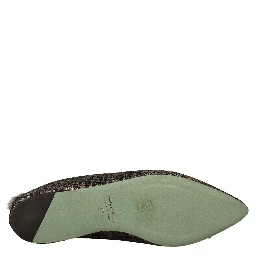 Gold Jacquard Leather Embellished Slip On Shoes