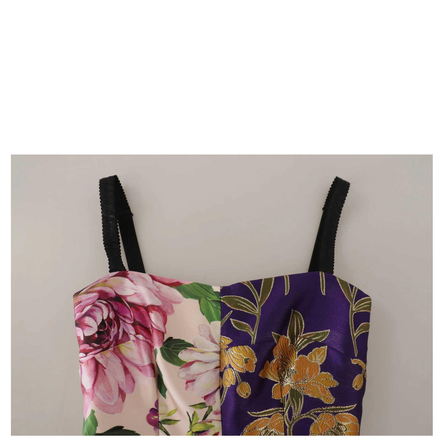 Dress Midi Patchwork Floral Jaquard Silk