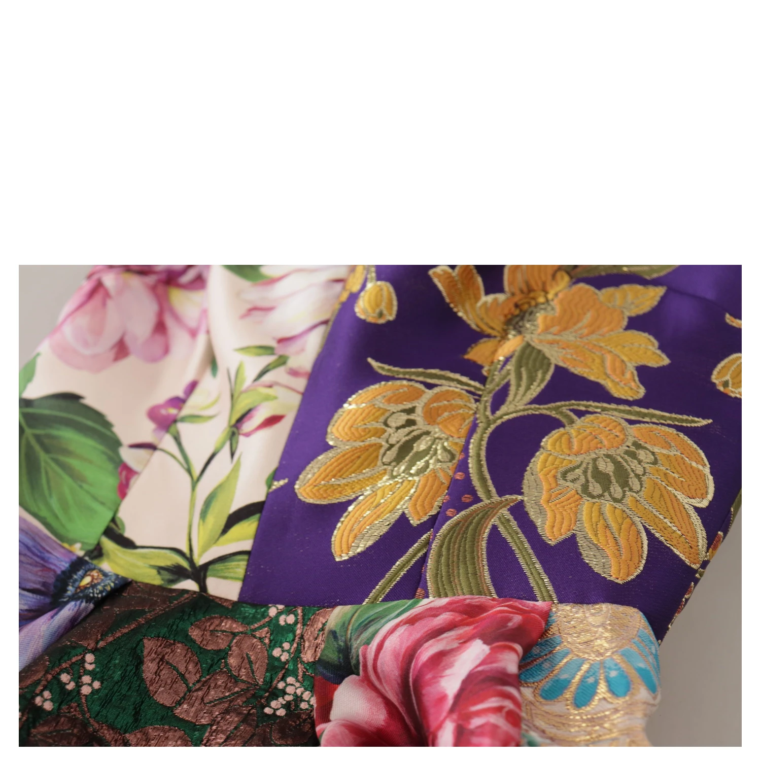 Dress Midi Patchwork Floral Jaquard Silk