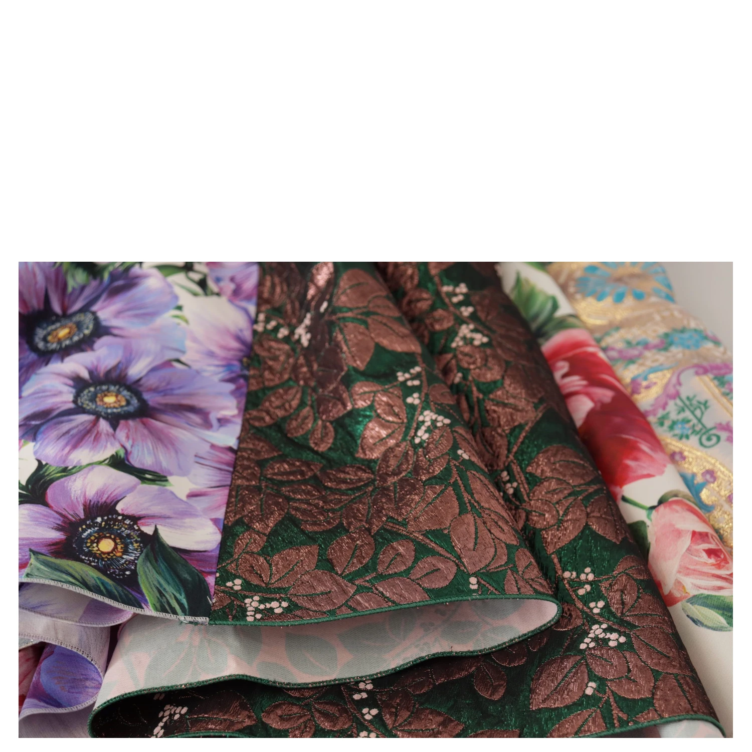 Dress Midi Patchwork Floral Jaquard Silk
