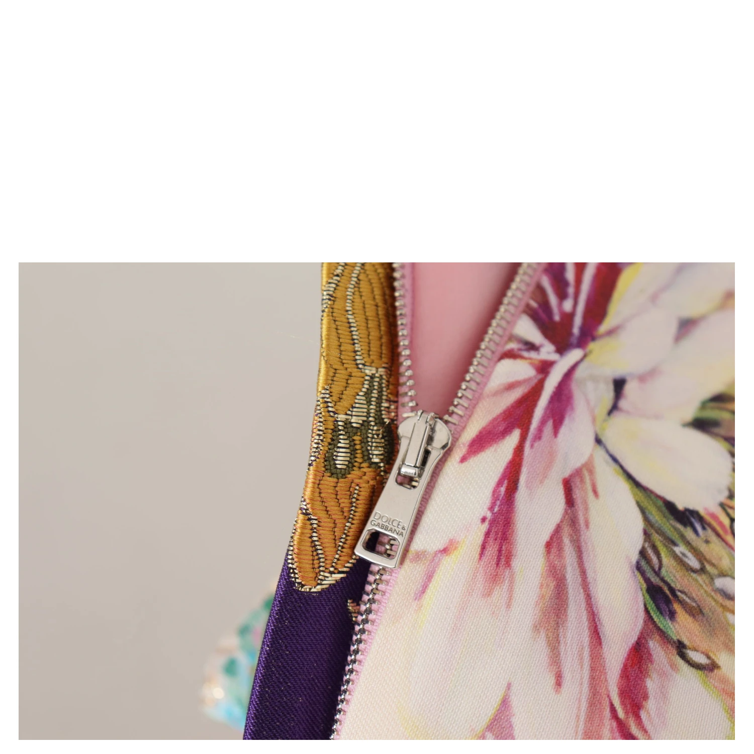 Dress Midi Patchwork Floral Jaquard Silk