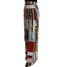 Multicolor Striped High Waist Cotton Pants