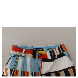 Multicolor Striped High Waist Cotton Pants