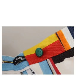 Multicolor Striped High Waist Cotton Pants
