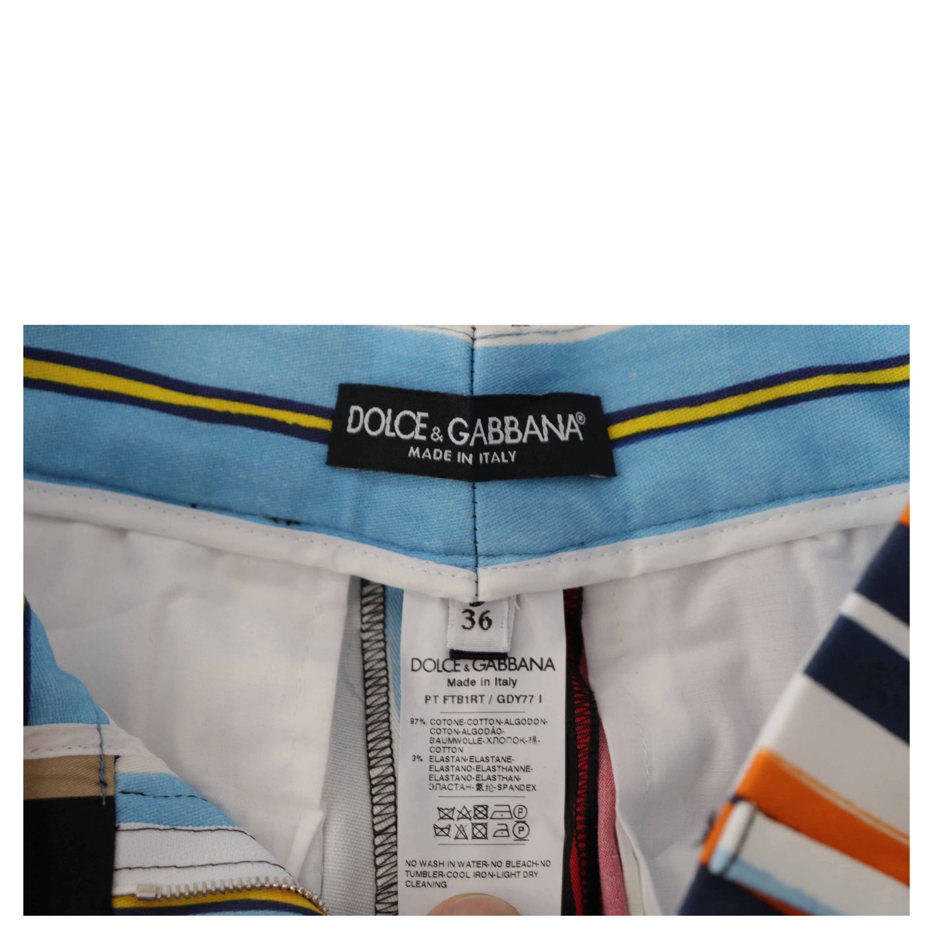 Multicolor Striped High Waist Cotton Pants