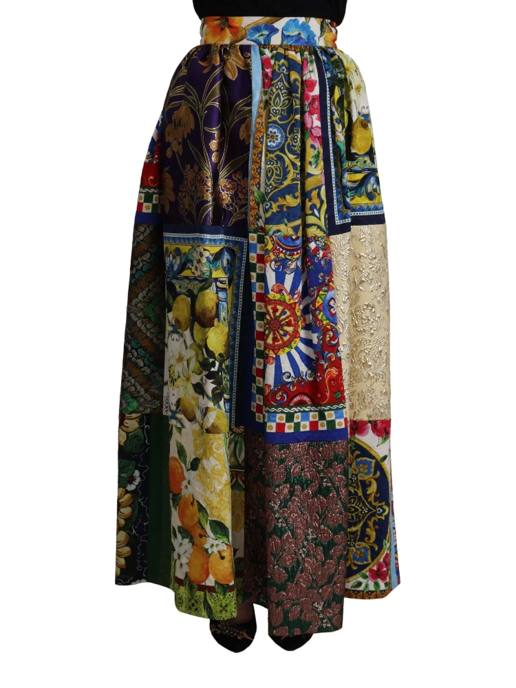 Multicolor Patchwork Sicily Long Maxi Skirt