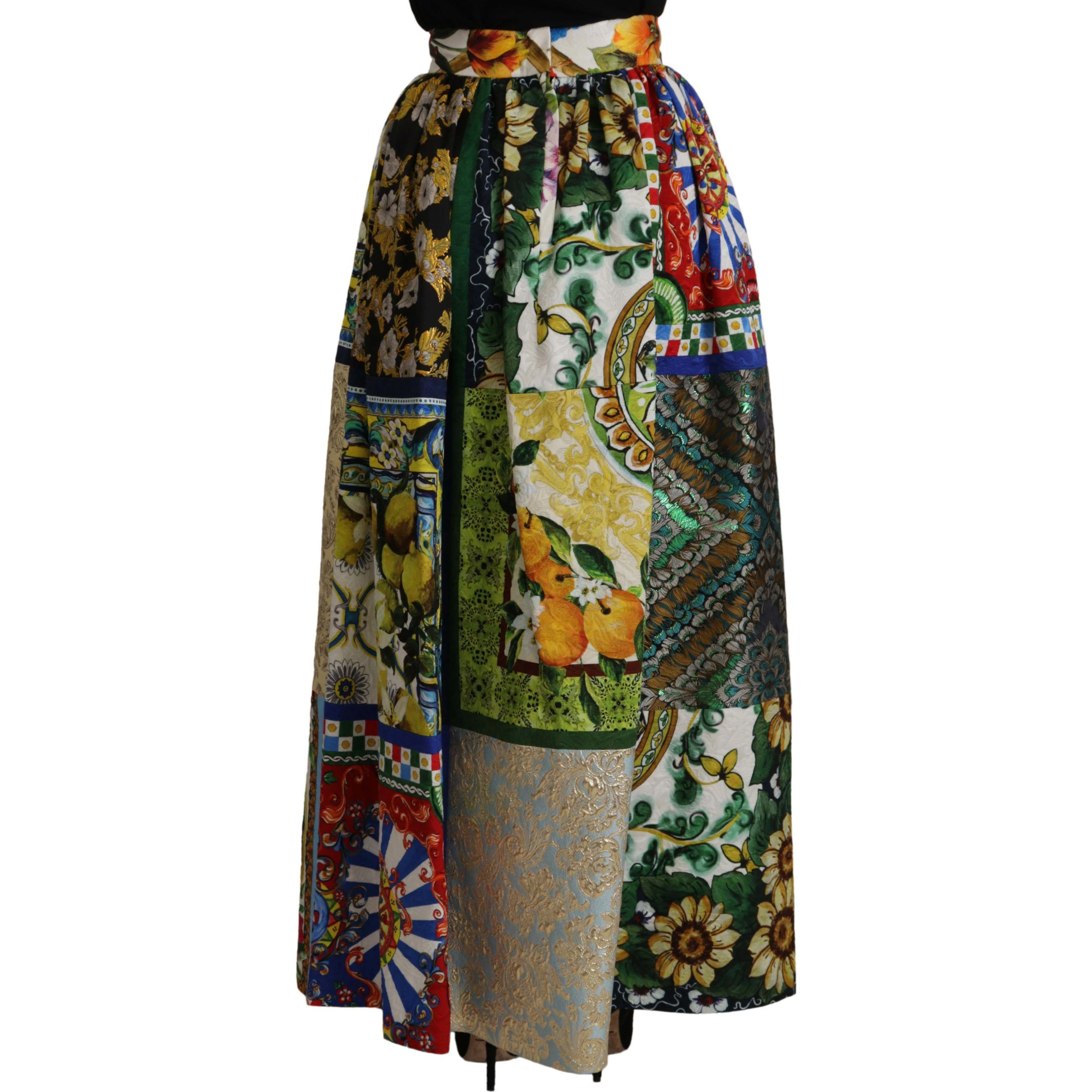 Multicolor Patchwork Sicily Long Maxi Skirt