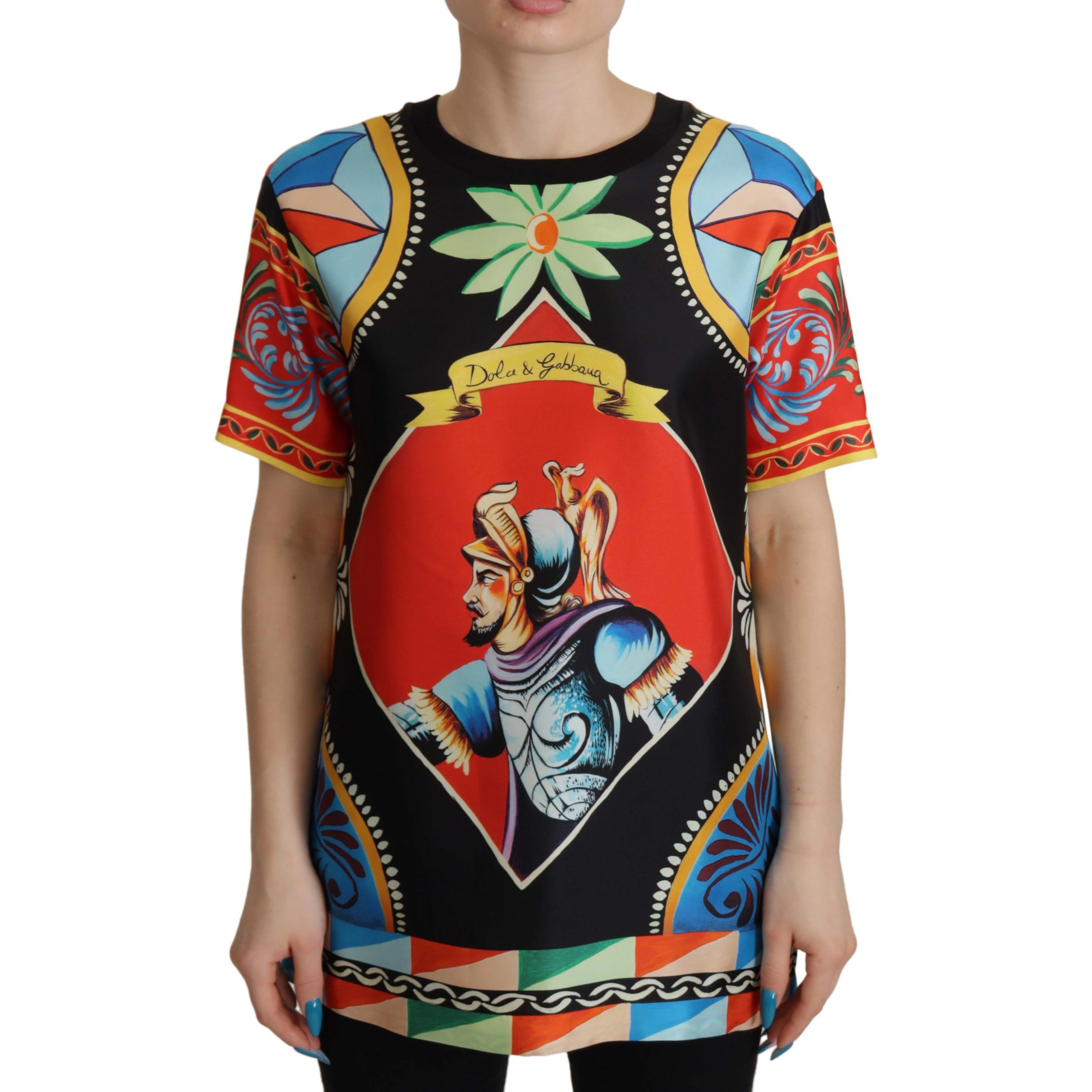 Multicolor Soldier Carretto Silk Top T-shirt