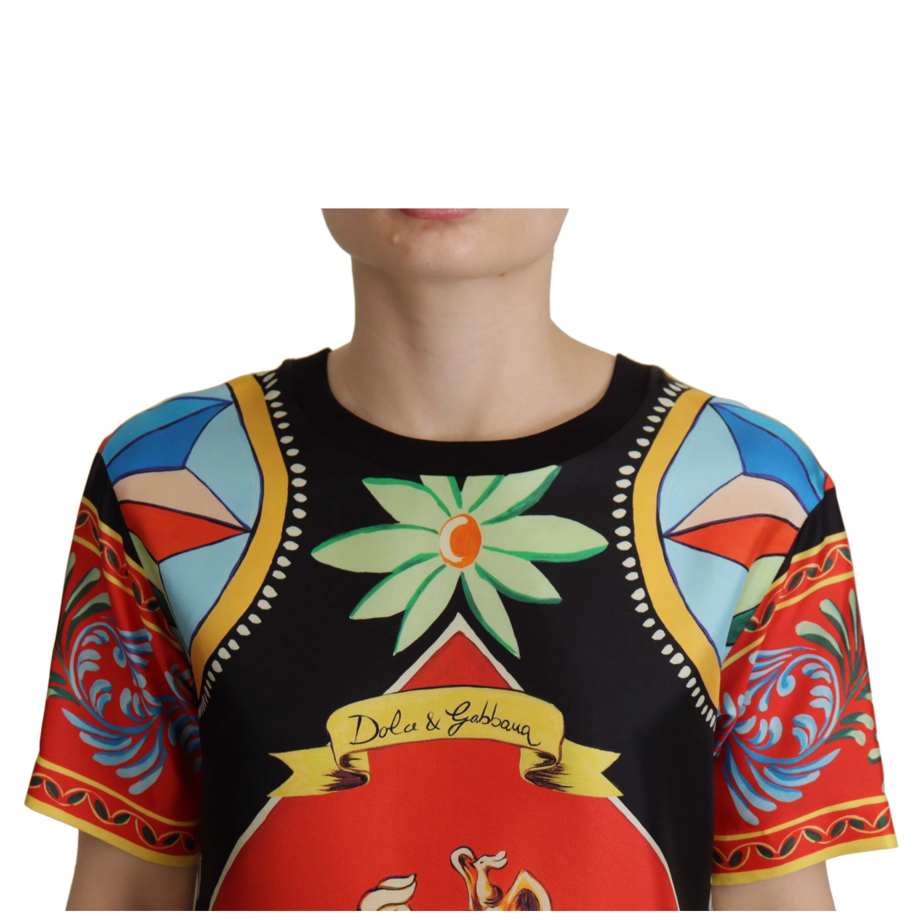 Multicolor Soldier Carretto Silk Top T-shirt