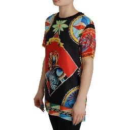 Multicolor Soldier Carretto Silk Top  T-shirt
