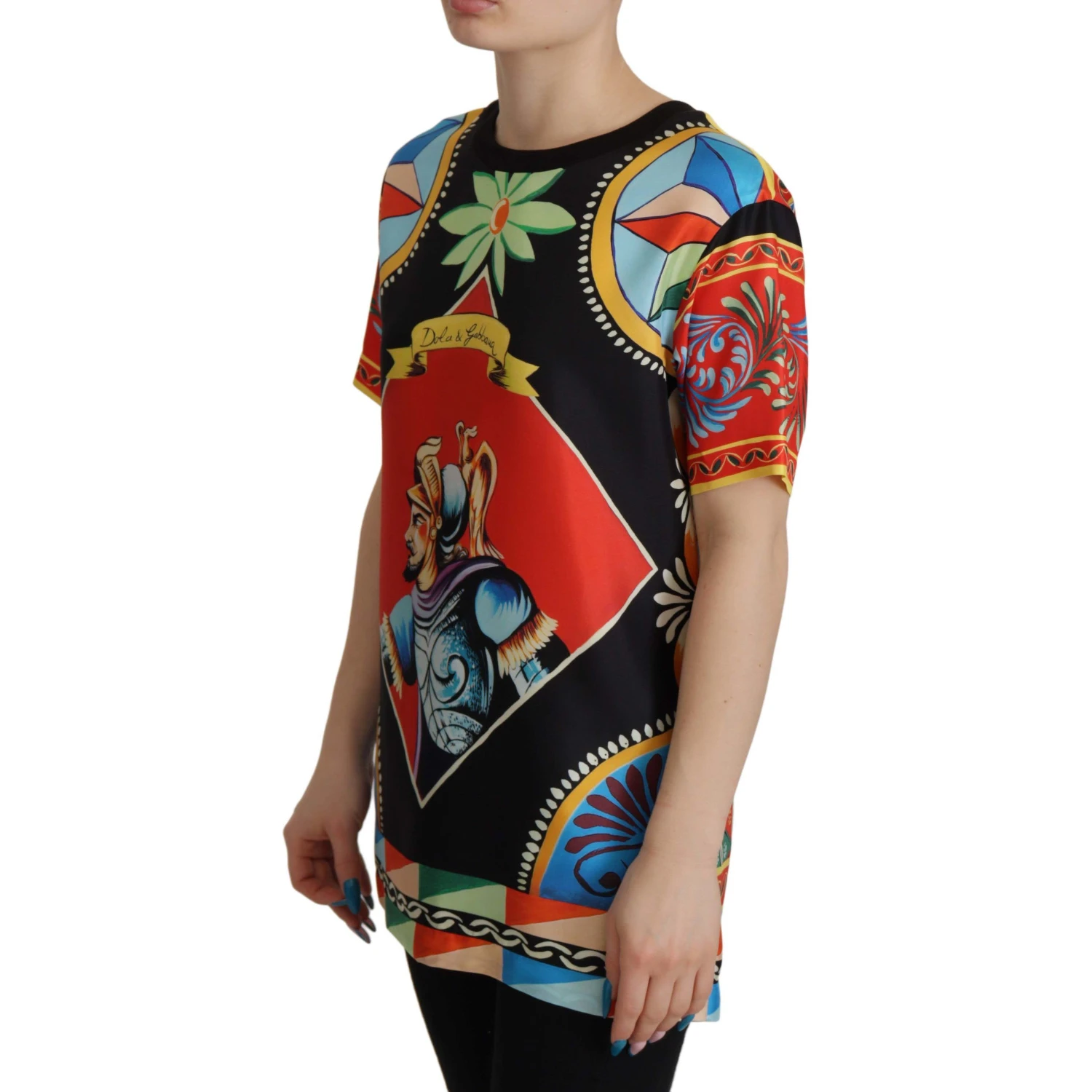 Multicolor Soldier Carretto Silk Top  T-shirt