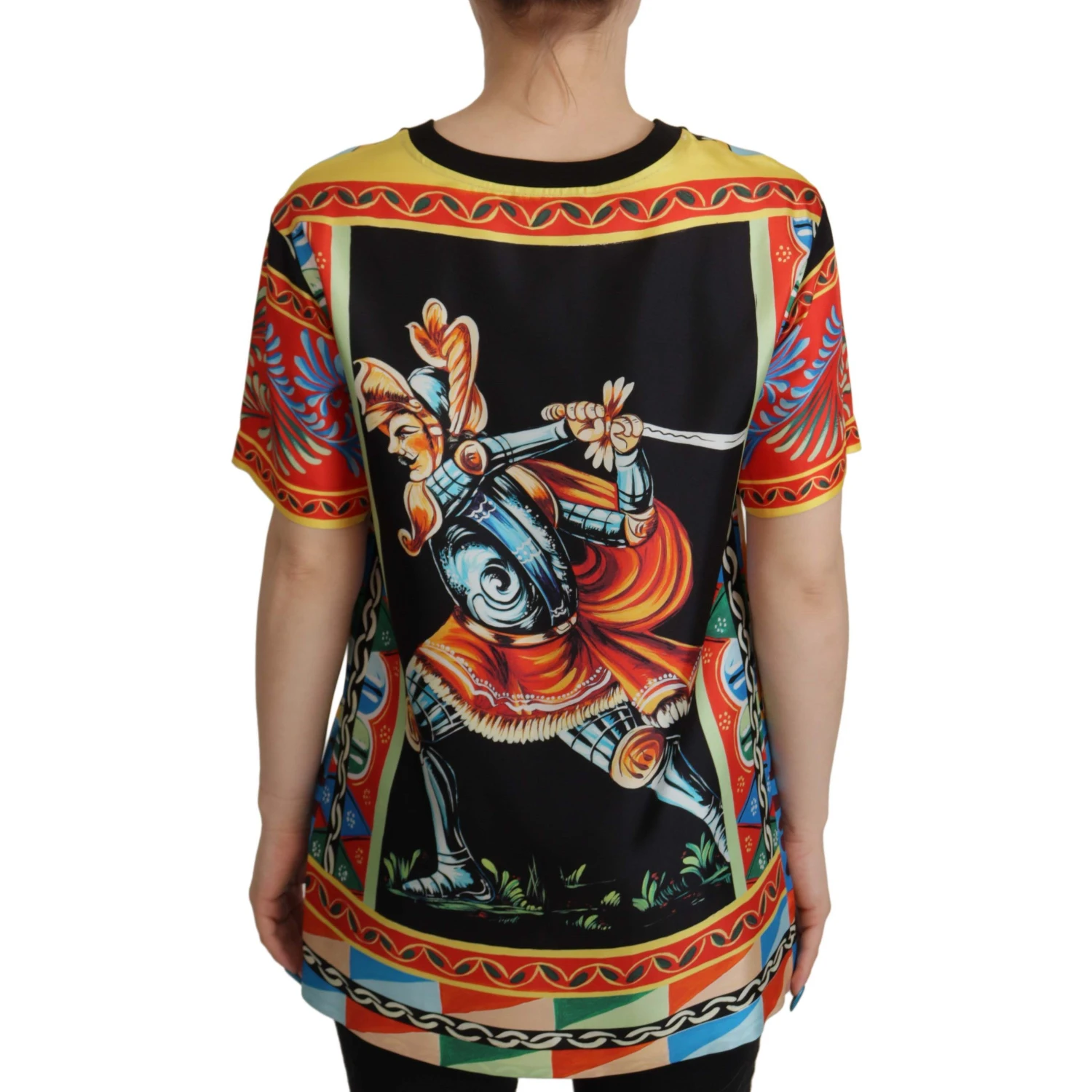 Multicolor Soldier Carretto Silk Top  T-shirt