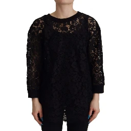 Black Floral Lace Pullover Sicily Blouse