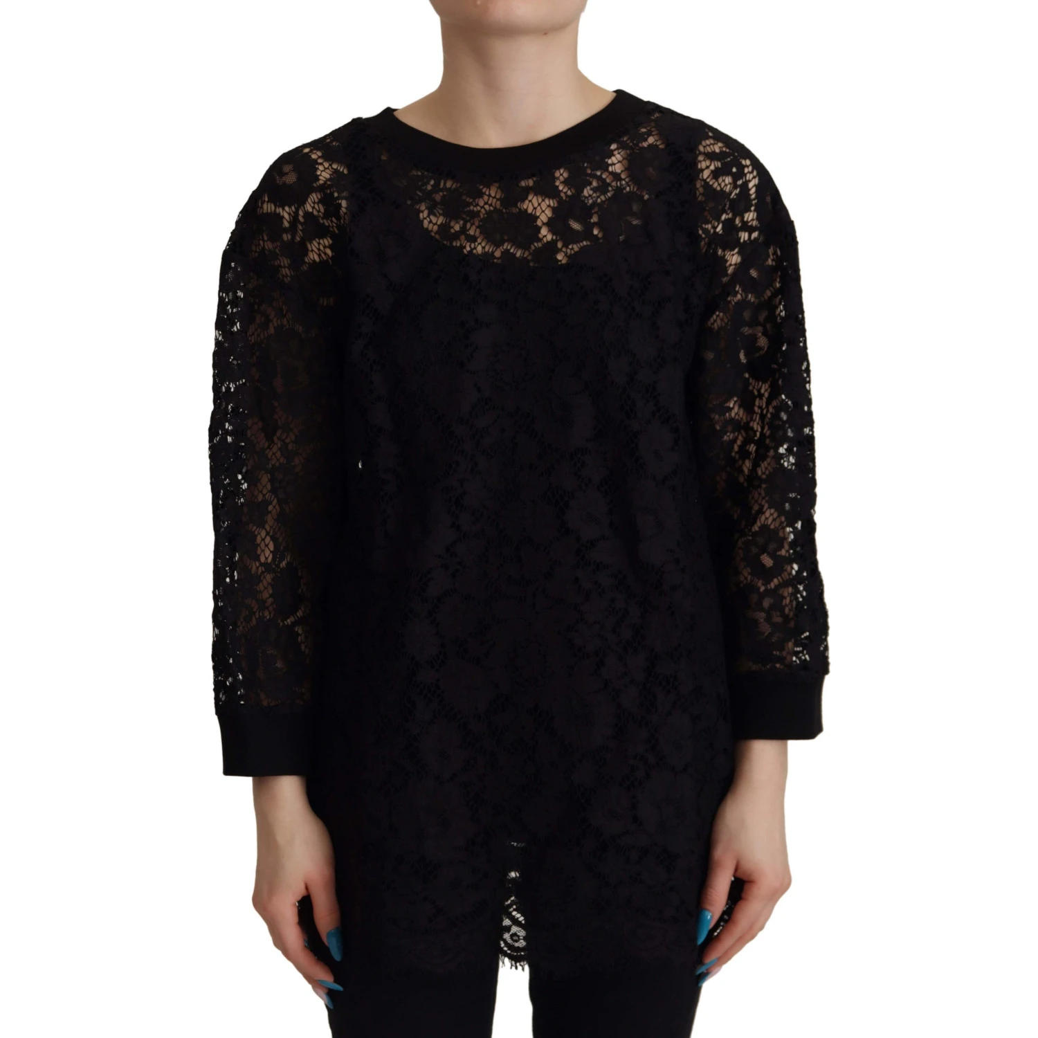 Black Floral Lace Pullover Sicily Blouse