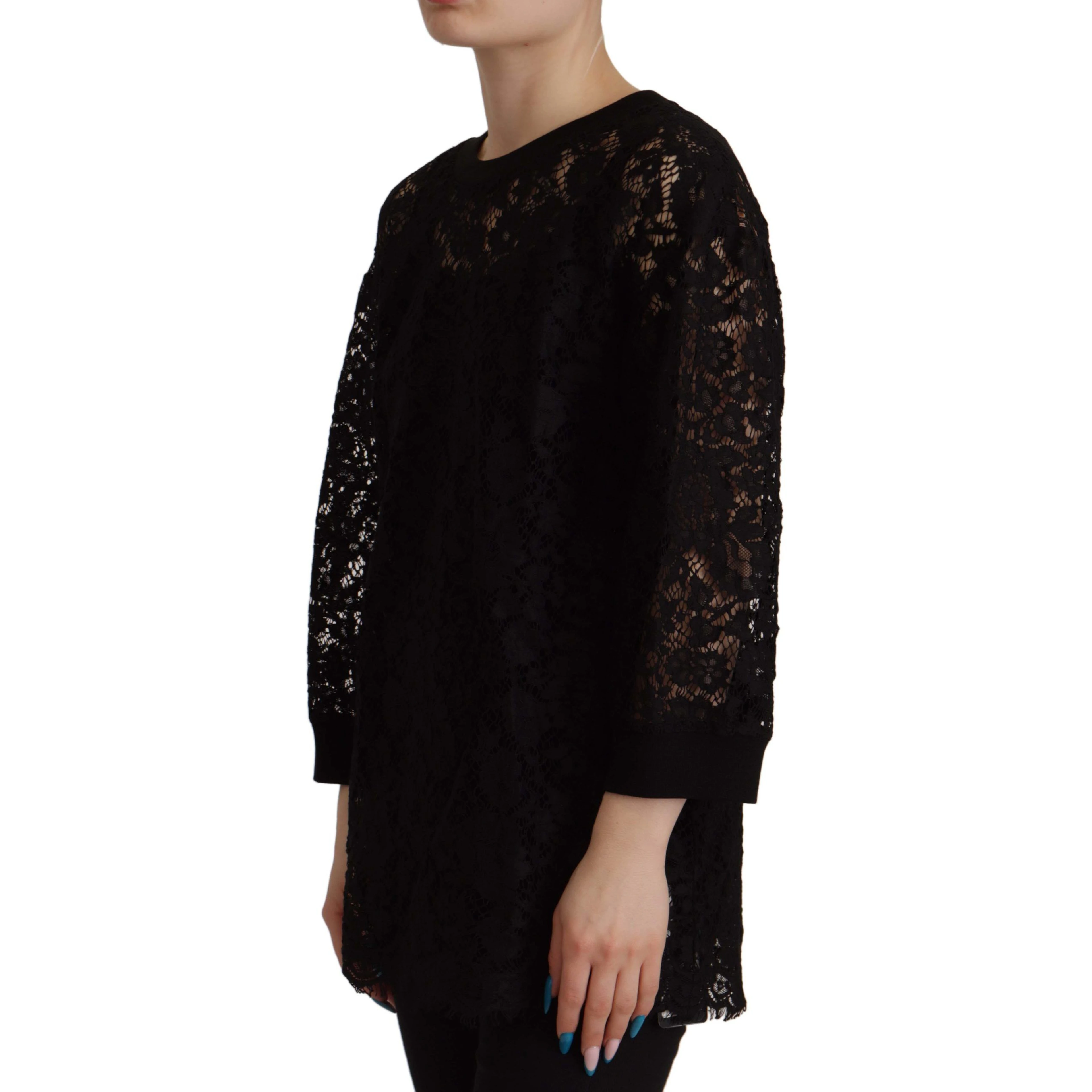 Black Floral Lace Pullover Sicily Blouse
