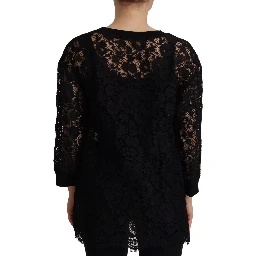 Black Floral Lace Pullover Sicily Blouse