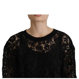 Black Floral Lace Pullover Sicily Blouse