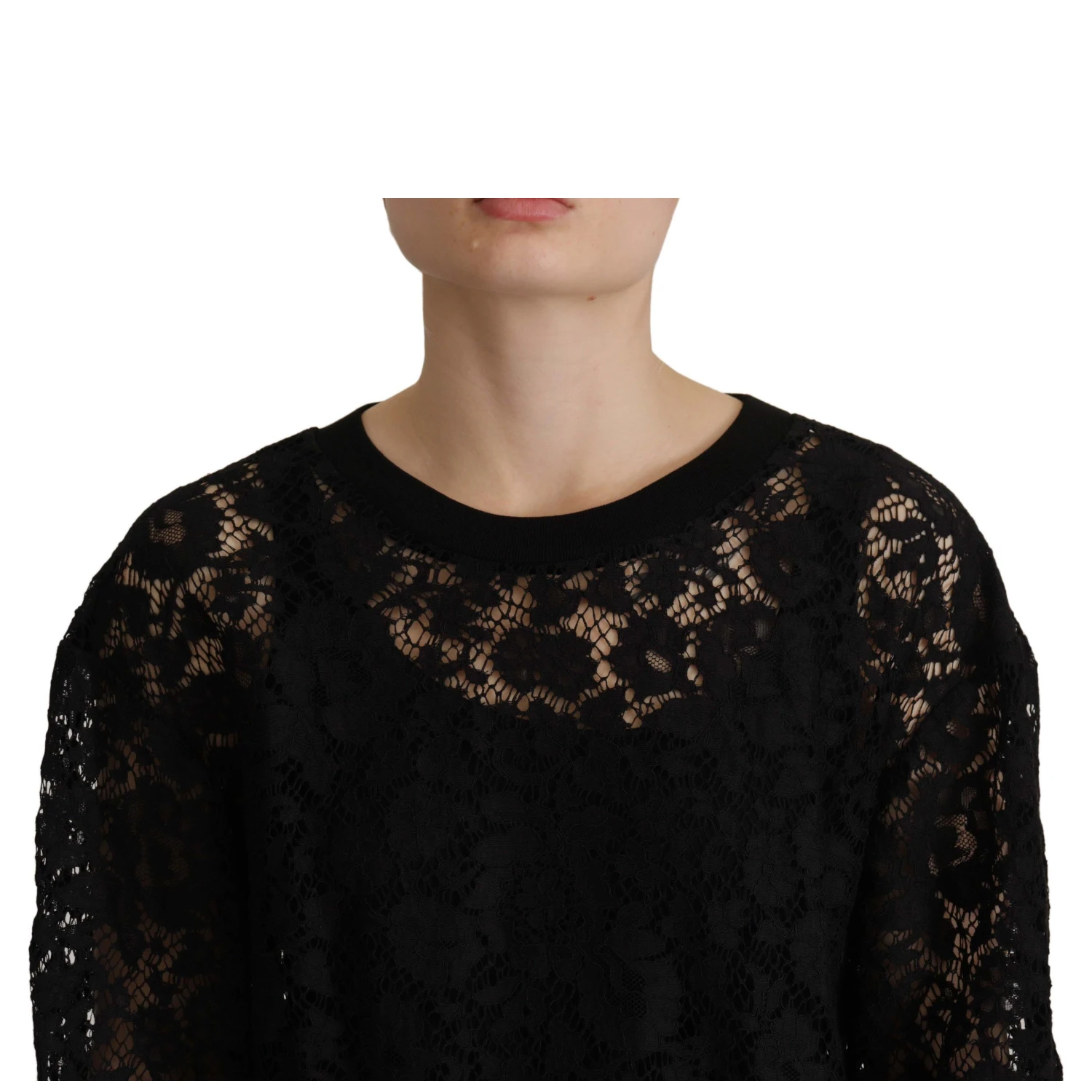 Black Floral Lace Pullover Sicily Blouse