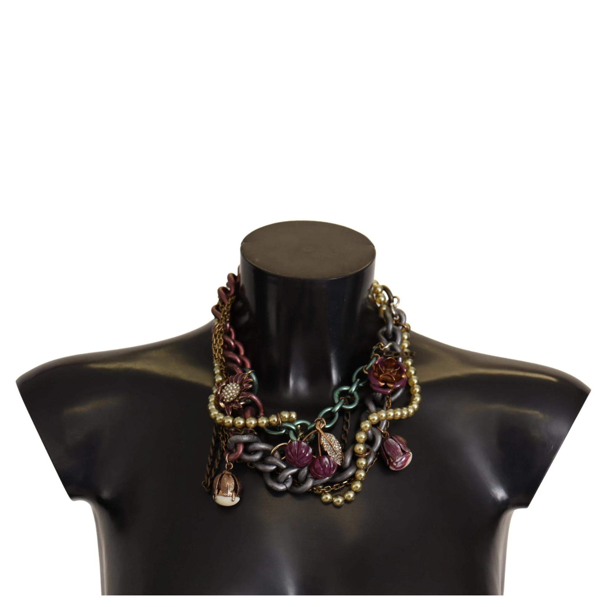 Gold Brass Sicily Floral Crystal Statement Necklace