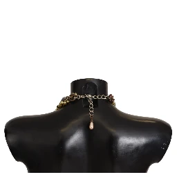 Gold Brass Sicily Floral Crystal Statement Necklace