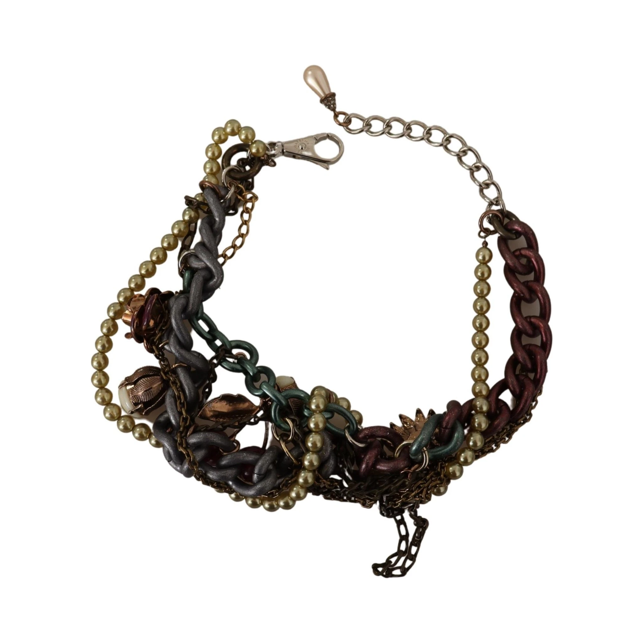 Gold Brass Sicily Floral Crystal Statement Necklace