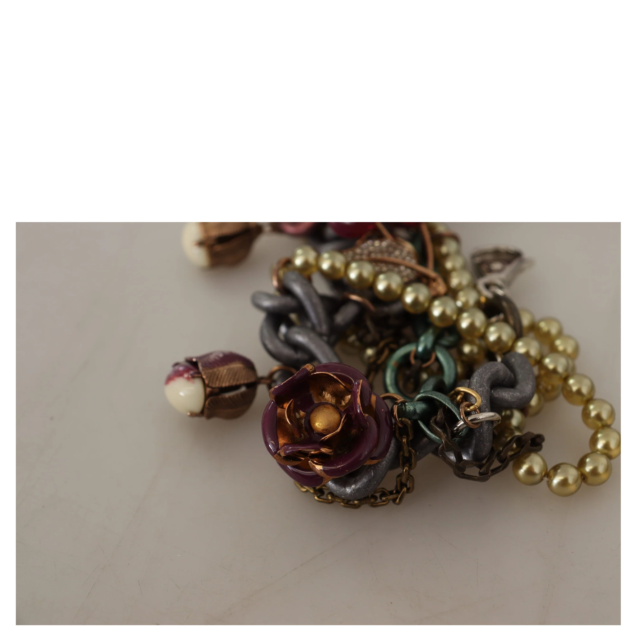 Gold Brass Sicily Floral Crystal Statement Necklace