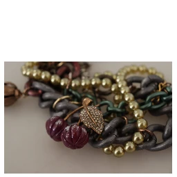 Gold Brass Sicily Floral Crystal Statement Necklace