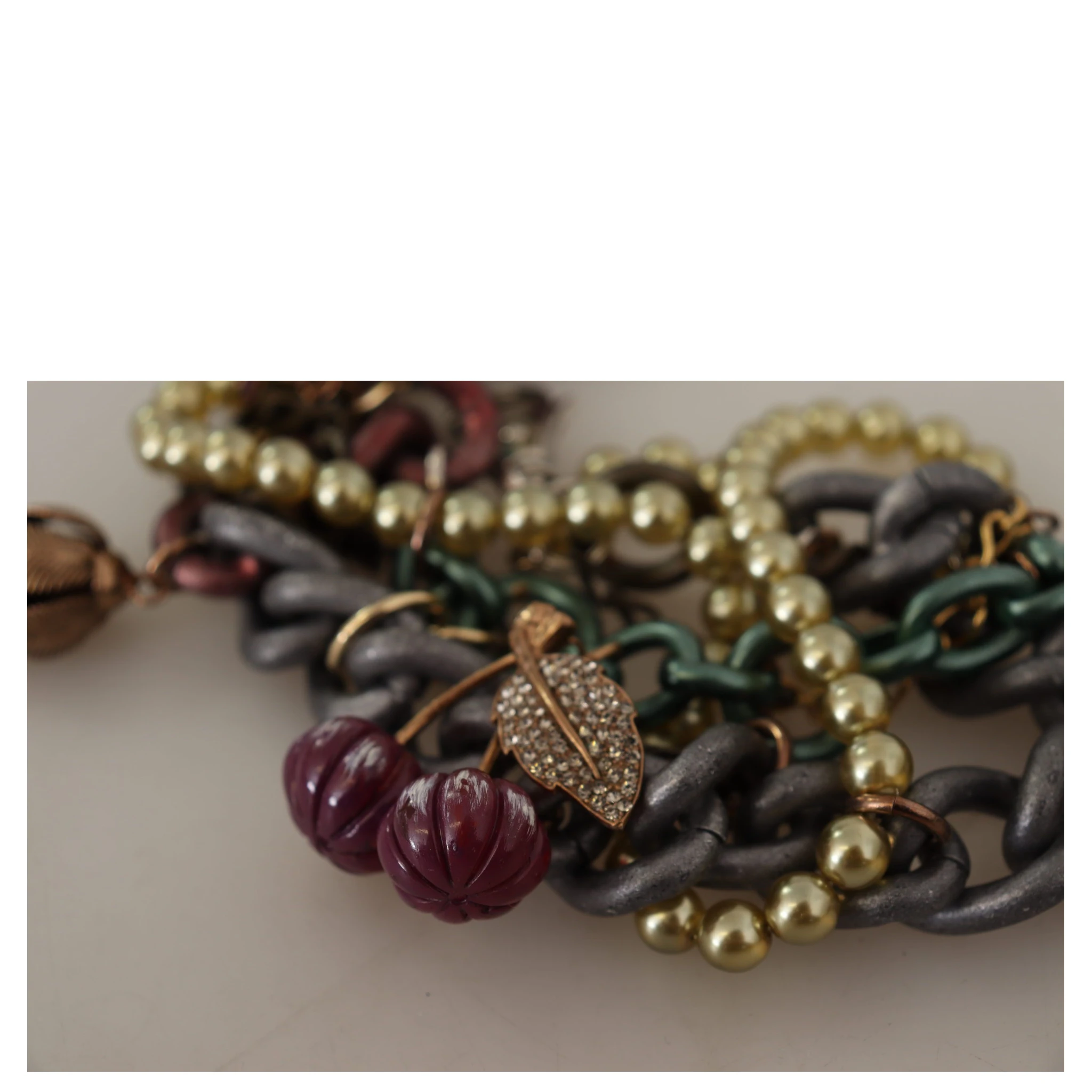 Gold Brass Sicily Floral Crystal Statement Necklace