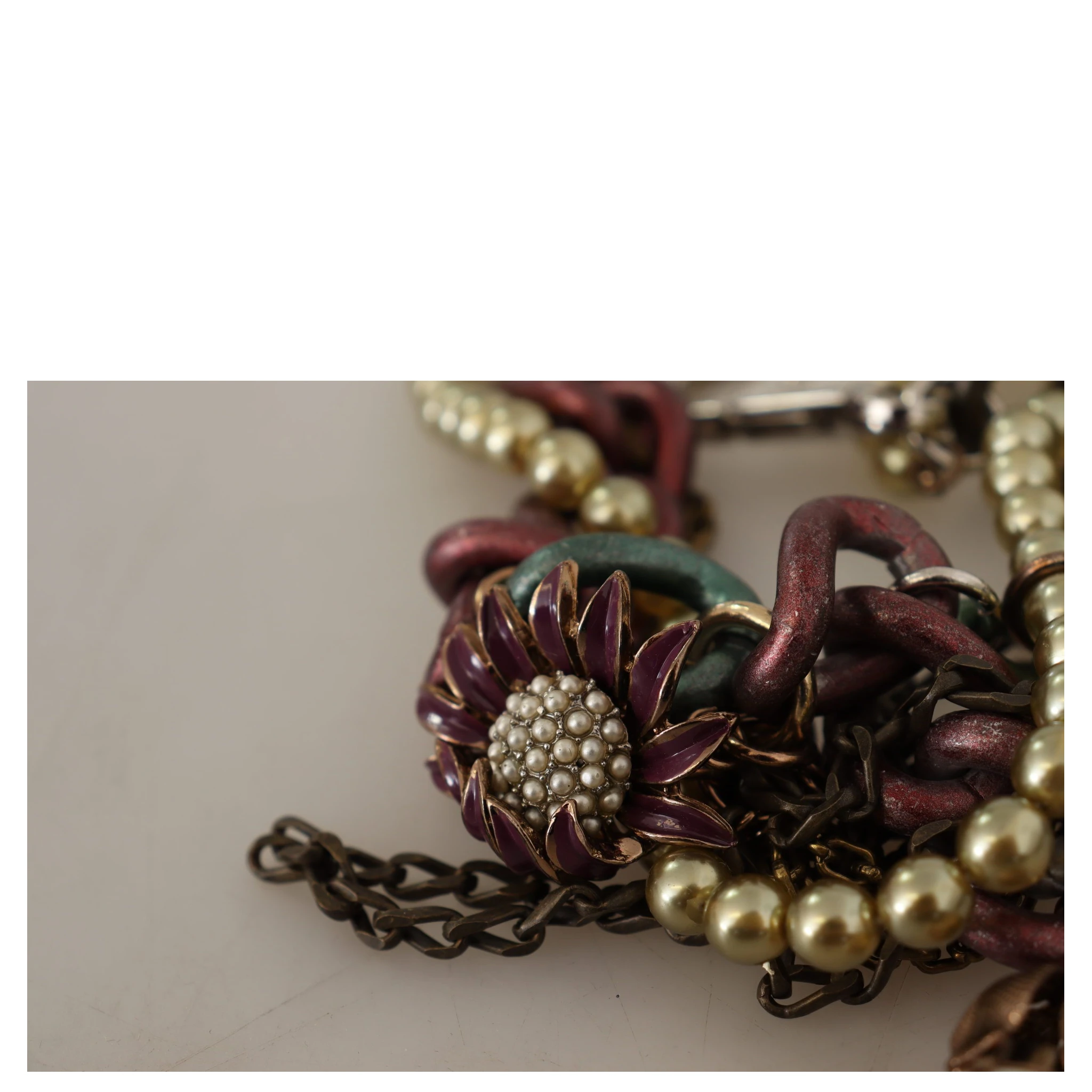 Gold Brass Sicily Floral Crystal Statement Necklace