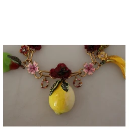 Gold Brass Sicily Fruits Roses Statement Necklace