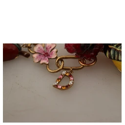Gold Brass Sicily Fruits Roses Statement Necklace