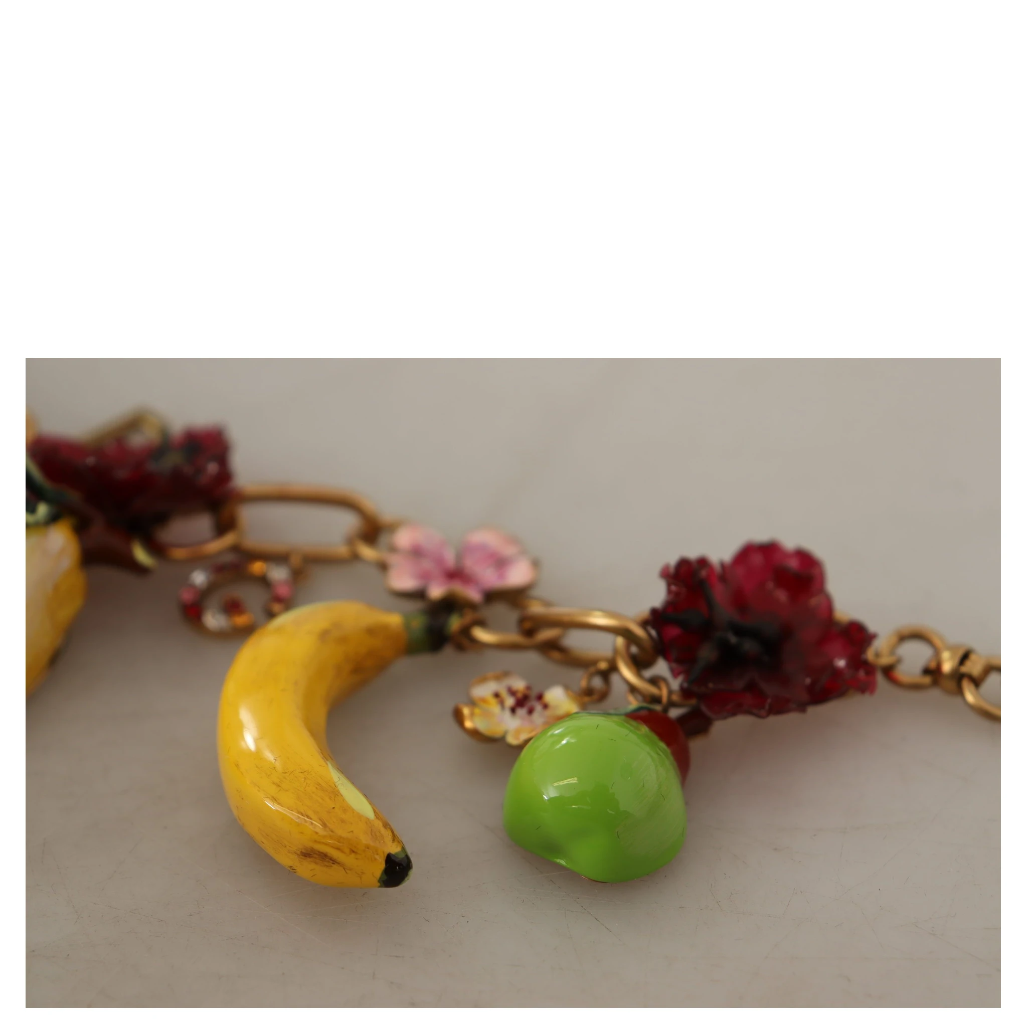 Gold Brass Sicily Fruits Roses Statement Necklace