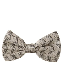 Gray 100% Silk Adjustable Neck Papillon Bow Tie