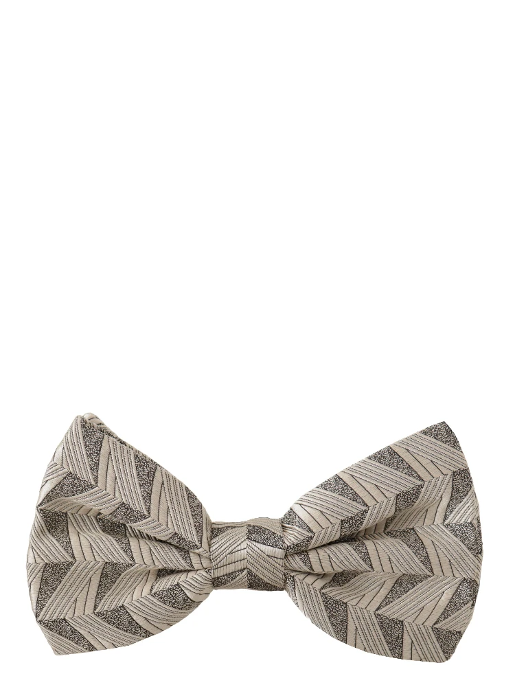 Gray 100% Silk Adjustable Neck Papillon Bow Tie