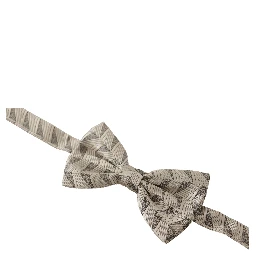 Gray 100% Silk Adjustable Neck Papillon Bow Tie