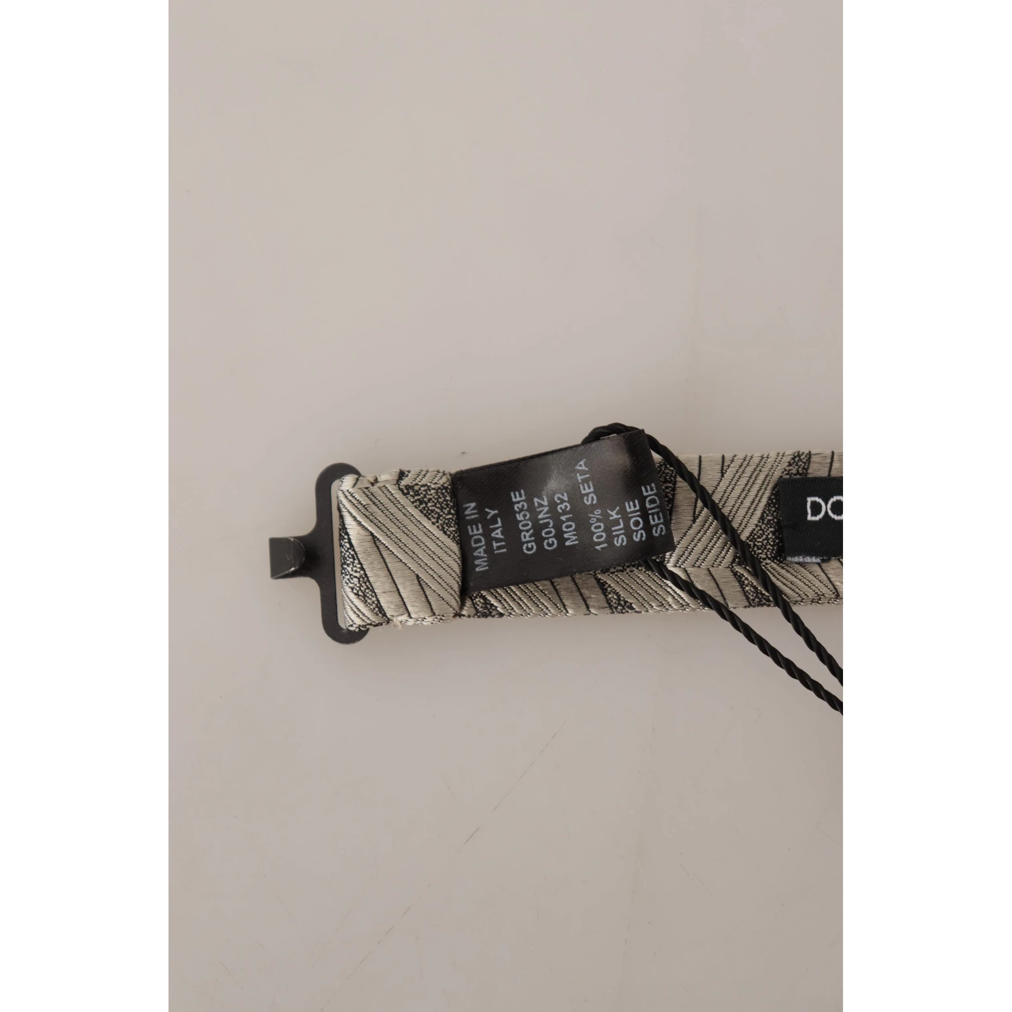 Gray 100% Silk Adjustable Neck Papillon Bow Tie