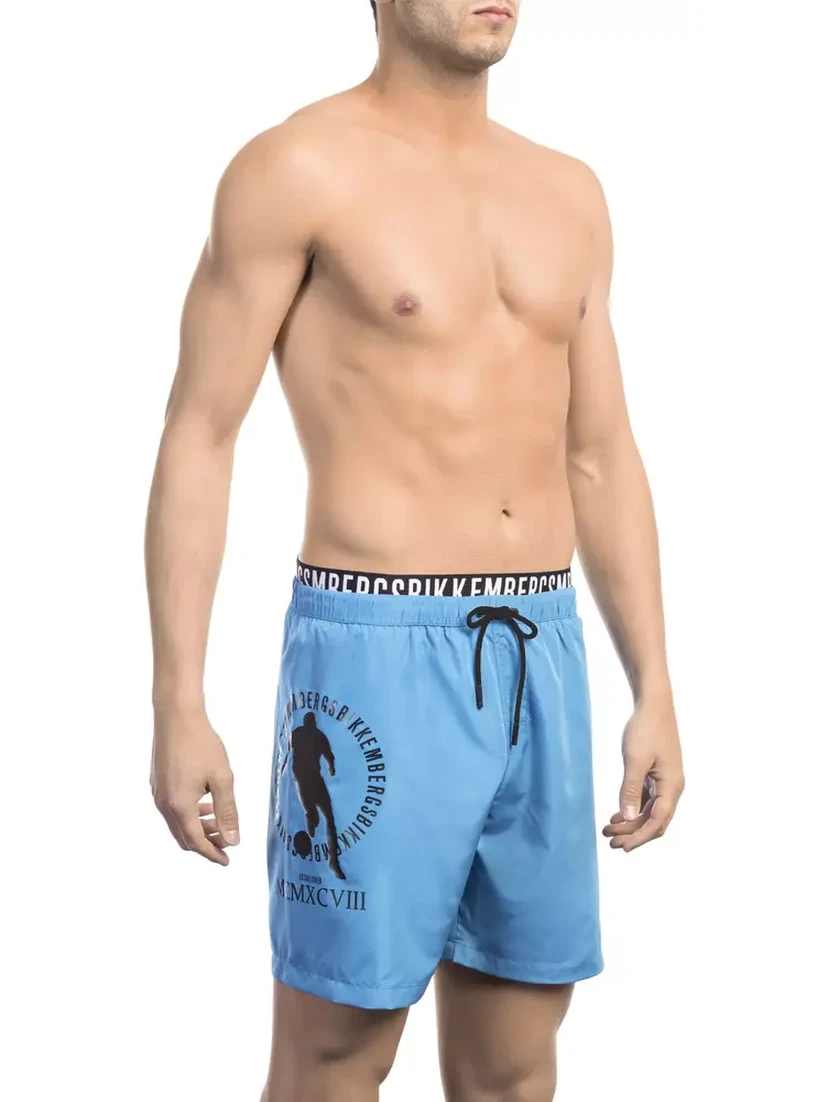 Light Blue Polyester Swimwear